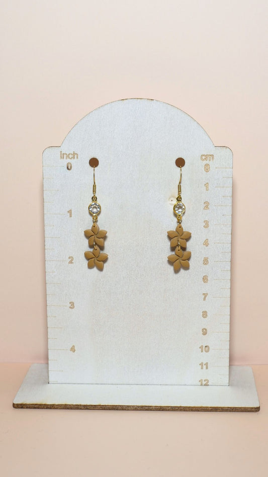 08 | The Autumn Collection | Polymer Clay Earrings | Handmade | Floral Stack With Gem (Multiple Colours)