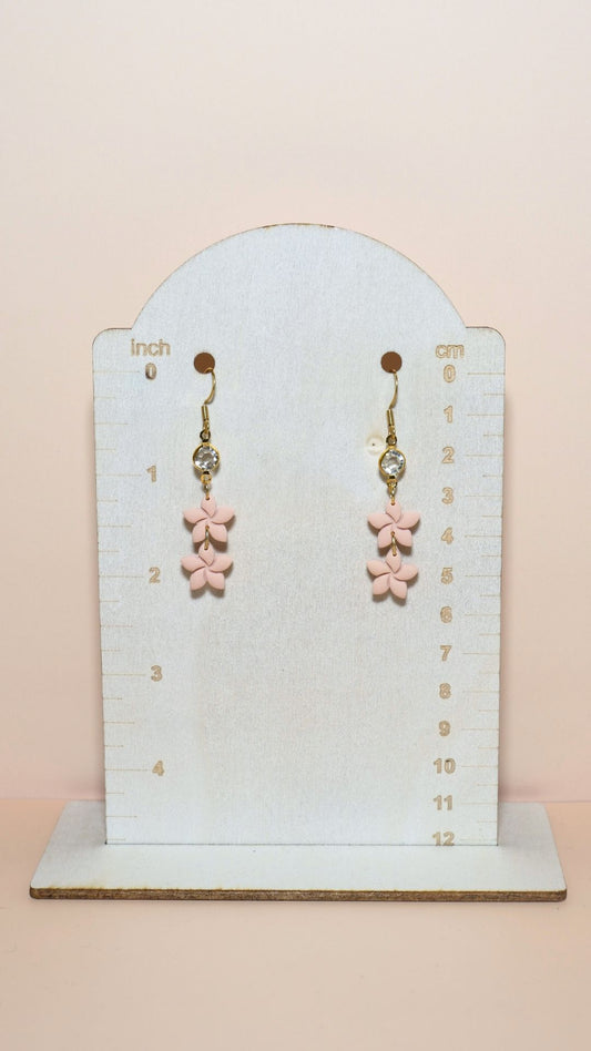 08 | The Summer Collection | Polymer Clay Earrings | Handmade | Floral Stack With Gem (Multiple Colours)