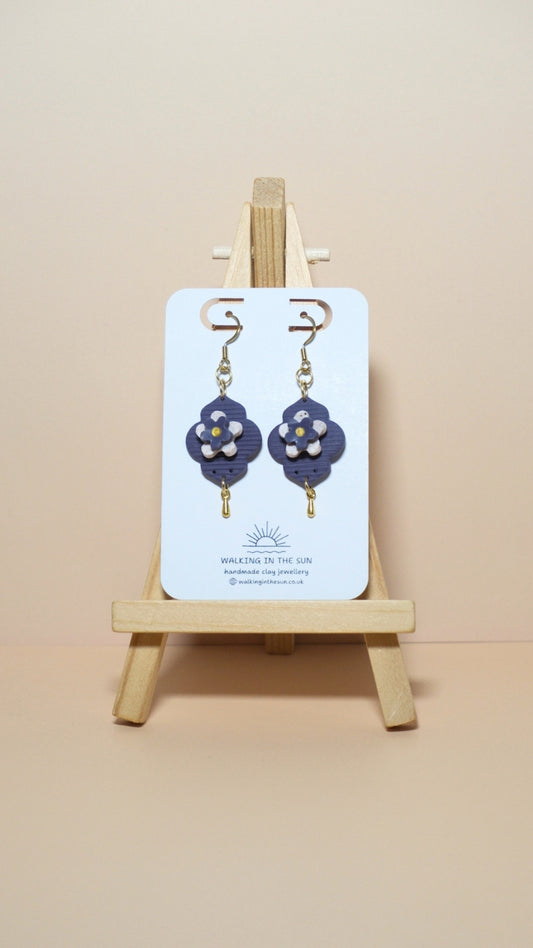 *NEW* | 16 | The Winter Collection | Marble Flower Charm Polymer Clay Earrings (Multiple Colours)