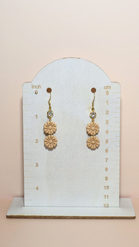 07 | The Spring Collection | Polymer Clay Earrings | Handmade | Floral Stack With Gem (Multiple Colours)