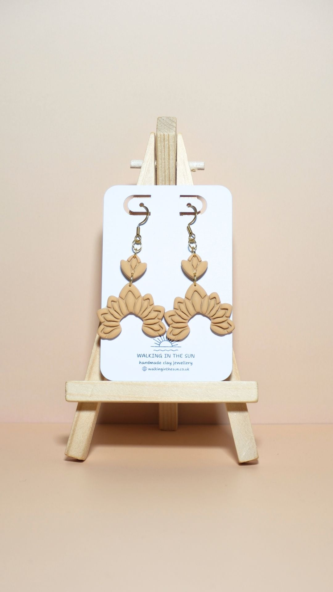 Handmade floral dangle polymer clay earrings in daffodil yellow