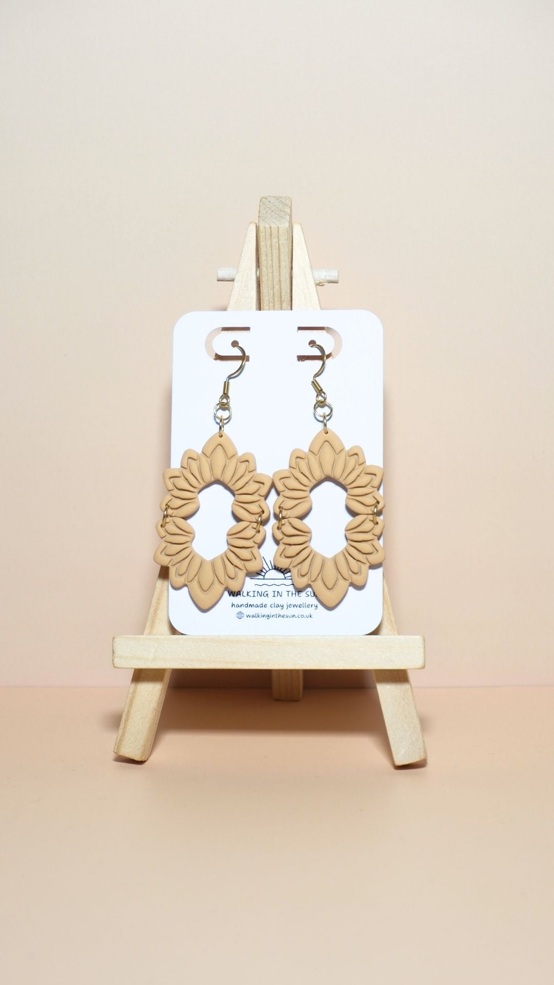 Handmade floral long dangle polymer clay earrings in daffodil yellow