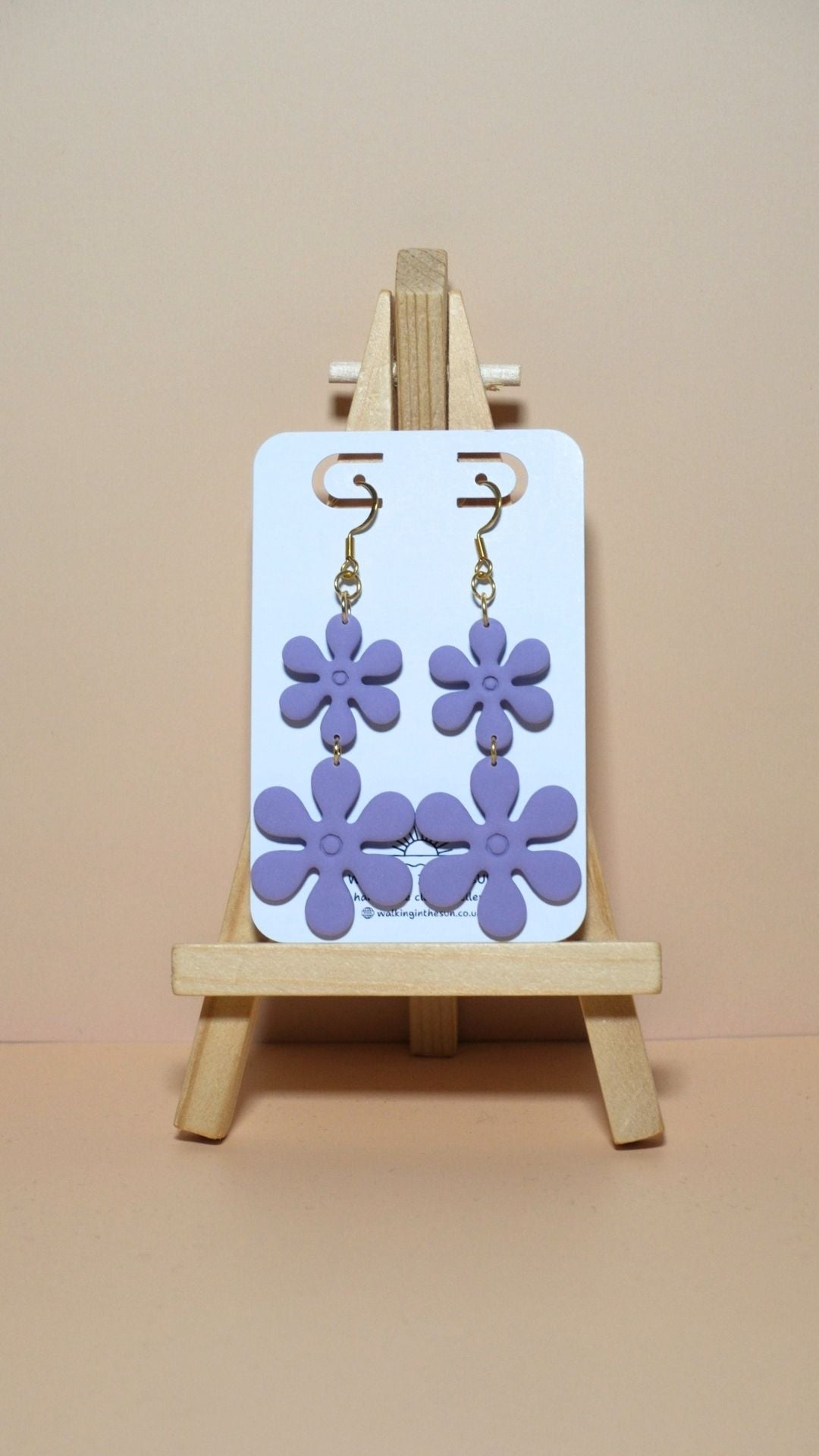 Handmade flower stack polymer clay earrings in orchid lilac